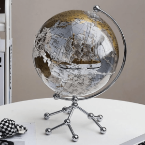 Stoni Globus Srebrni – Sa Brodom 25cm